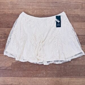 NWT Wild Fable cream white lined floral pleated lace mini skirt sz medium M
 b74